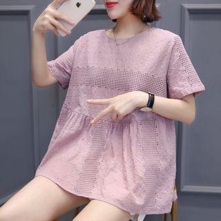 Crew-neck Cutout Short-sleeve Top