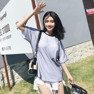 Mesh Overlay Short-sleeve T-shirt