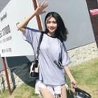 Mesh Overlay Short-sleeve T-shirt