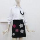 Beaded Shirt / Embroidery Miniskirt