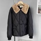 Thick Shearling-collar Puffer Jacket