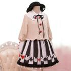Sweetheart Button Jacket / Patterned A-line Skirt