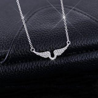 Rhinestone Wings Necklace Silver - One Size