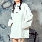Long-sleeve Mock-neck Numbering Top