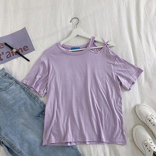 Plain Cut Out Short-sleeve Top