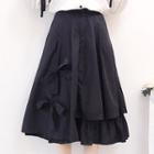 Bow Detail A-line Skirt Pitch Black - One Size