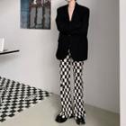 Checkerboard Wide Leg Pants Pants - Check - Black & White - One Size