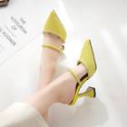Pointy Sequined Rhinestone High Heel Mary Jane Sandals