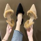 Block-heel Furry Trim Sandals