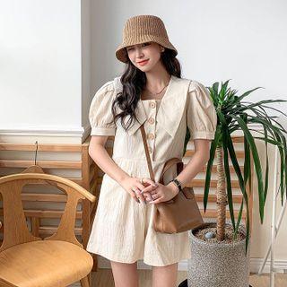 Puff-sleeve Chelsea-collar Playsuit