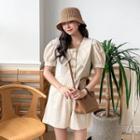 Puff-sleeve Chelsea-collar Playsuit