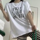 Short-sleeve Lettering T-shirt 1231 - T-shirt - White - One Size