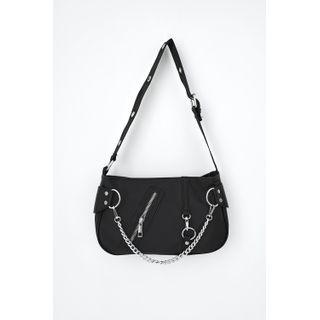 Chain Zip-detail Shoulder Bag Black - One Size