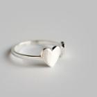 925 Sterling Silver Heart Open Ring Silver - One Size