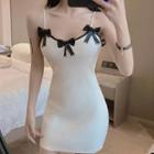 Spaghetti Strap Bow Knit Mini Dress