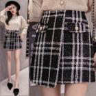 High-waist Plaid Woolen Skirt