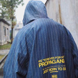 Lettering Half Zip Hooded Jacket