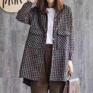 Plaid Shirt Jacket Plaid - Black - One Size