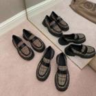 Houndstooth Platform Chunky Heel Loafers