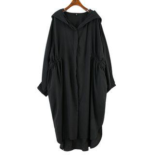 Long-sleeve Hooded Hidden Placket Shirt Dress