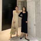 Square-neck Knit Long-sleeve Dress