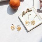 Gold Leaf Acrylic Heart Dangle Earring