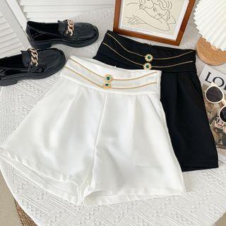Glitter-trim Wide-leg Dress Shorts