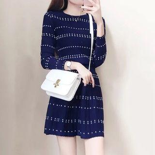 Long-sleeve Knitted A-line Dress