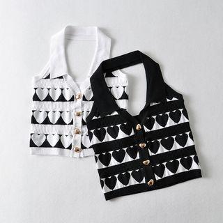 Halter Neck Jacquard Knit Top