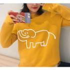 Mock Neck Elephant Print Sweatshirt