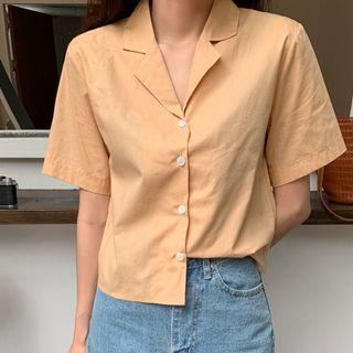 Open-placket Cropped Shirt