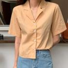Open-placket Cropped Shirt