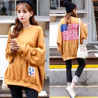 Drop-shoulder Lettering Oversized Sweatshirt