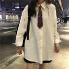 Long-sleeve Shirt With Tie With Tie - Shirt - White - One Size