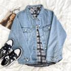 Long-sleeve Denim Jacket / Long-sleeve Plaid Shirt