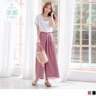 High-waist Plain Chiffon Wide-leg Pants