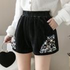 Sequin Corduroy Wide-leg Shorts
