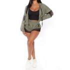 Set: Cropped Camisole Top + Hooded Zip Jacket + Shorts
