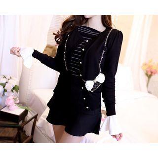 Faux-pearl Bow Appliqu Cardigan