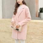 Double-breasted Plain Knit Coat