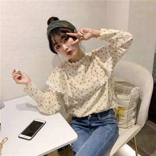Flower Trim Small Floral Long-sleeve Top
