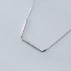 925 Sterling Silver Rhinestone Bar Pendant Necklace S925 Silver - Necklace - One Size