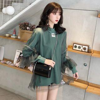 Puff-sleeve Mesh Top / Long-sleeve Pullover