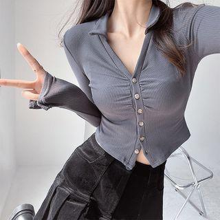 Skinny Ruched V-neck Top In 6 Colors