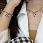 Heart Checker Pendant Alloy Necklace / Bracelet