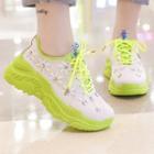Floral Embroidered Platform Mesh Sneakers