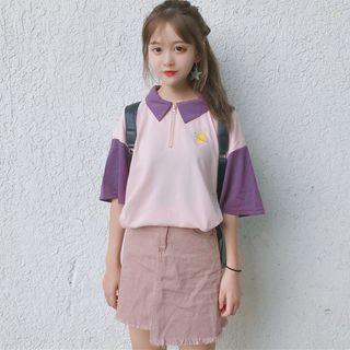 Short-sleeve Planet Embroidered Polo Shirt