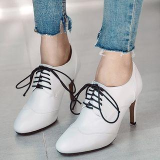 High-heel Pointed Oxfords