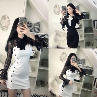 Lace Long-sleeve Sheath Party Dress