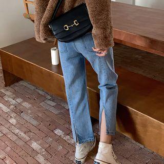 Back-slit Cropped Straight-fit Jeans